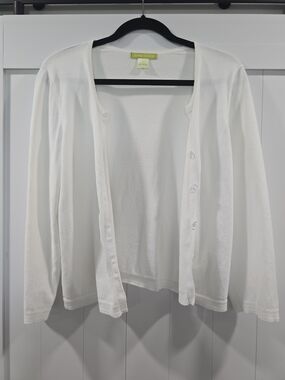 Sigrid Olsen White Button-Front Cardigan
